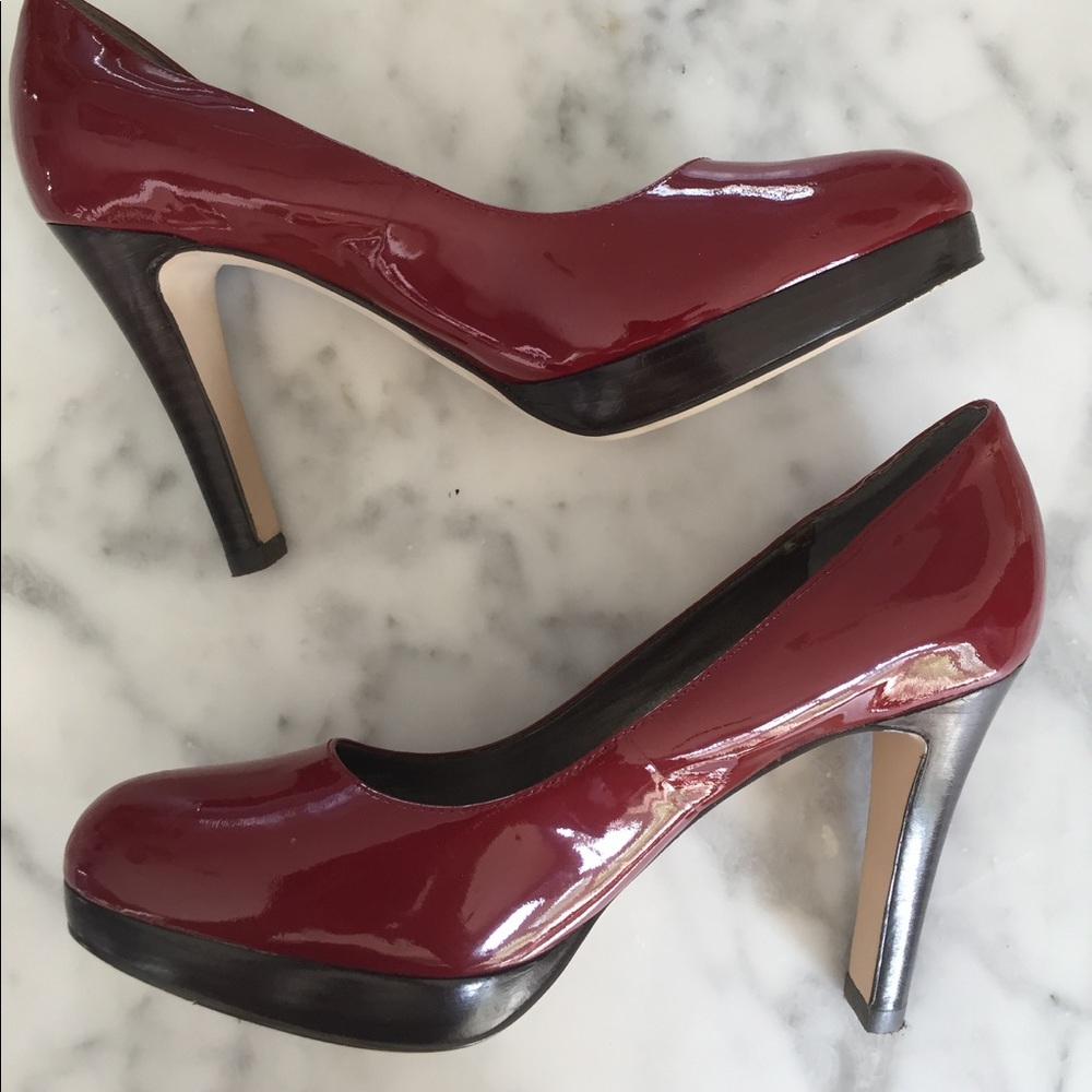 Jessica Simpson red patent pumps